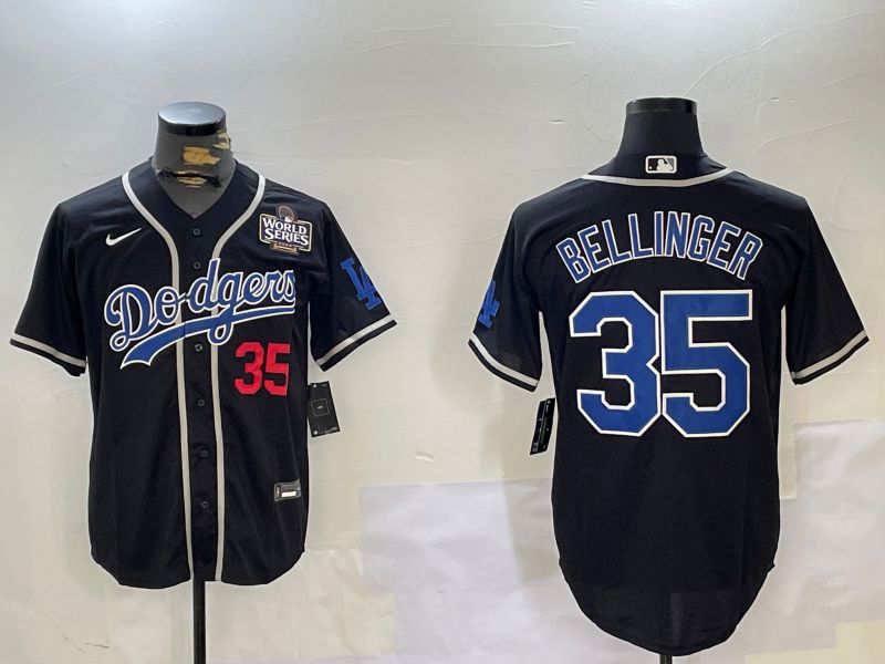 Men Los Angeles Dodgers 35 Bellinger Black Game 2024 Nike MLB Jersey style 11202